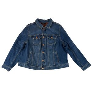 Talbots Plus Petites Classic Denim Jacket 2XP Petites Blue Trucker Western Plaid